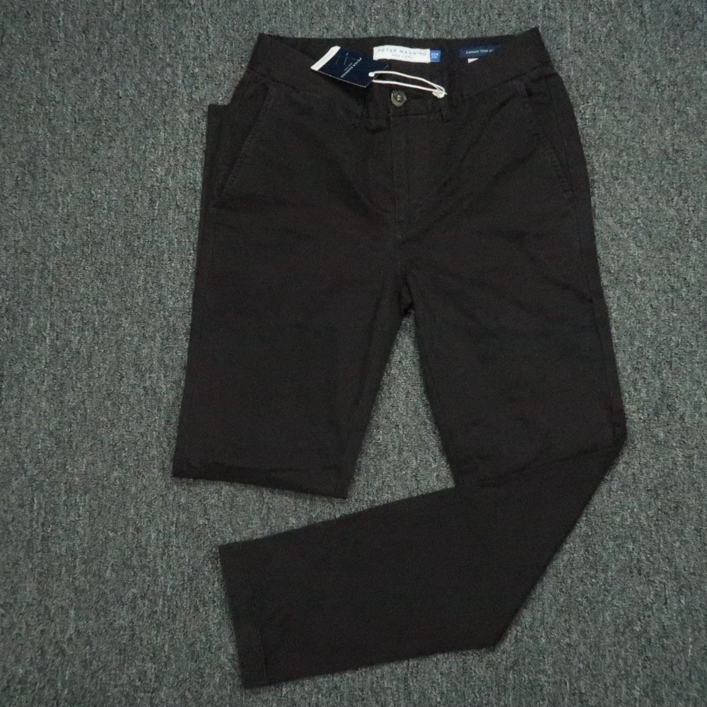 Peter Manning‎ Pants Mens 28x28 Black Slim Fit Garment Dyed Chino Trouser NWT